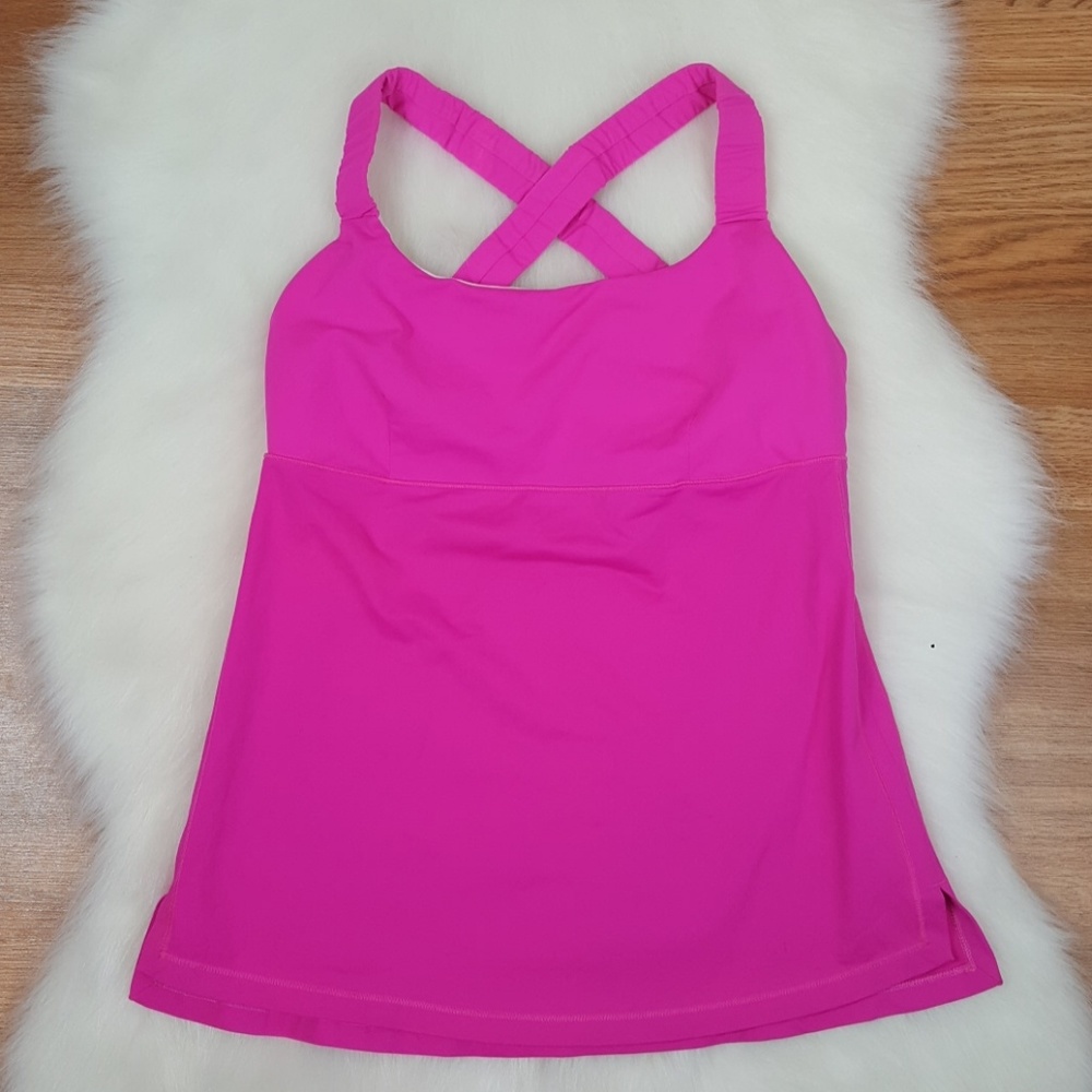 Lululemon Bright Pink Criss Cross Back Tank Top 6